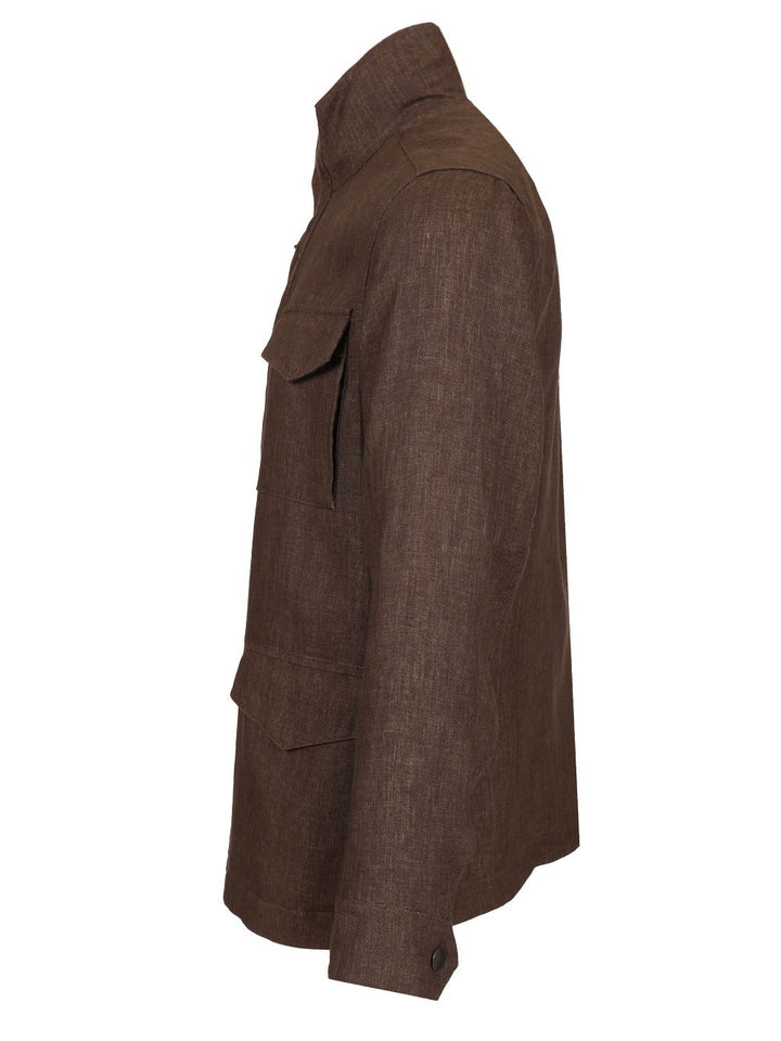 Fay Linen Canvas Field Jacket Jackets - Brown | 50b5e2053a25d45c211d313eb012293320181e52