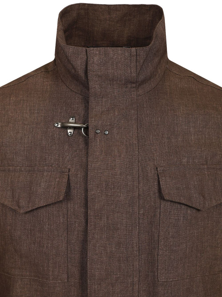 Fay Linen Canvas Field Jacket Jackets - Brown | 7e7b37c98a477569a69296c593ddf307dd7735f0