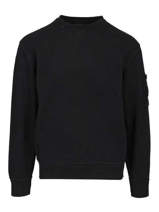 Crewneck Sweatshirt In Brushed Cotton Fleece Sweatshirts Blue