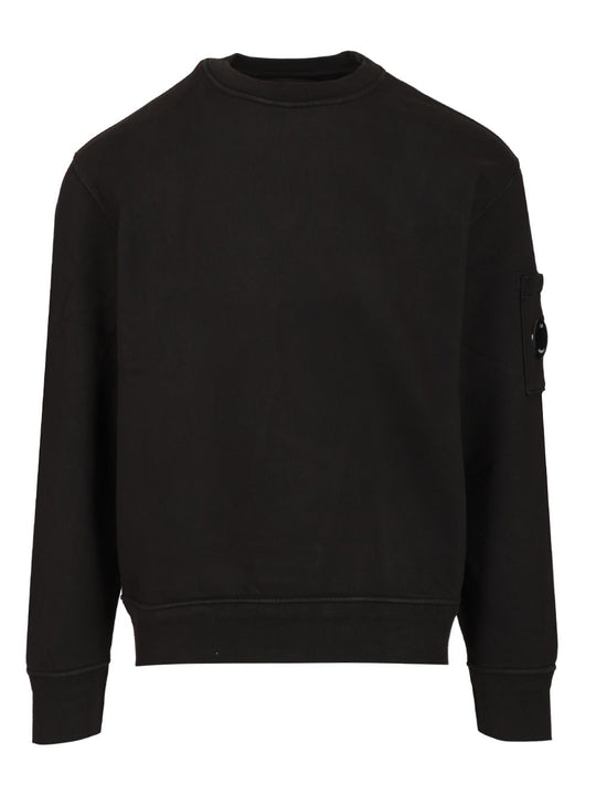 Crewneck Sweatshirt In Brushed Cotton Fleece Sweatshirts Black