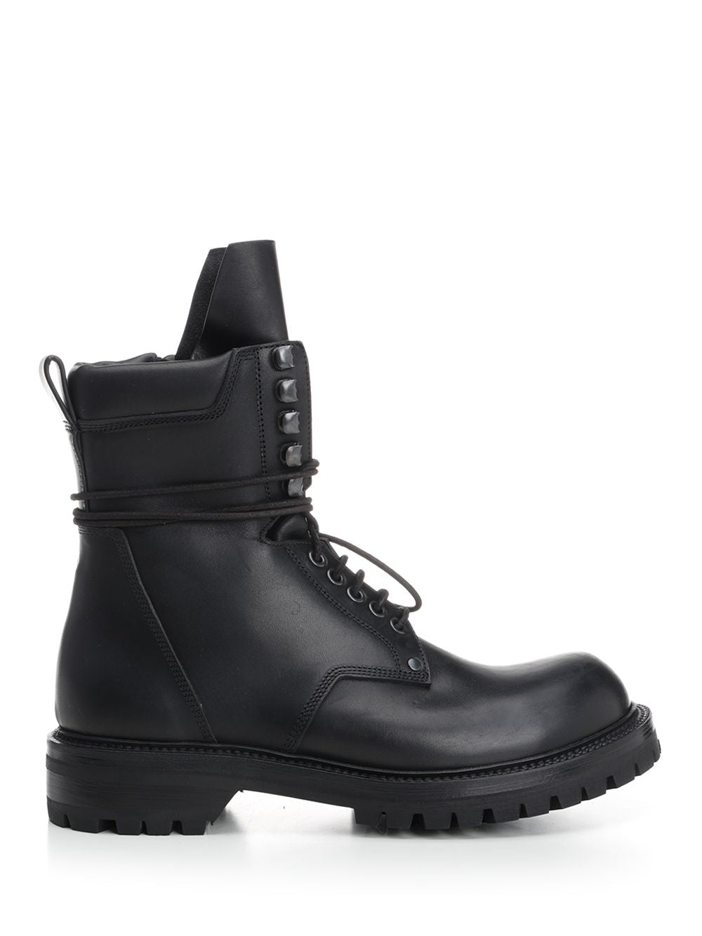Rick Owens Black Leather Army Boots - Black | a96f4d6d01940e5fdb9f0bd3529ca72b57400df0