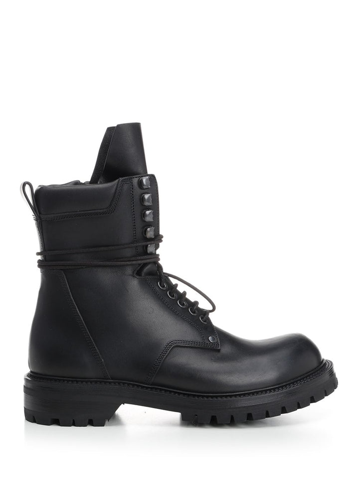 Rick Owens Black Leather Army Boots - Black | a96f4d6d01940e5fdb9f0bd3529ca72b57400df0