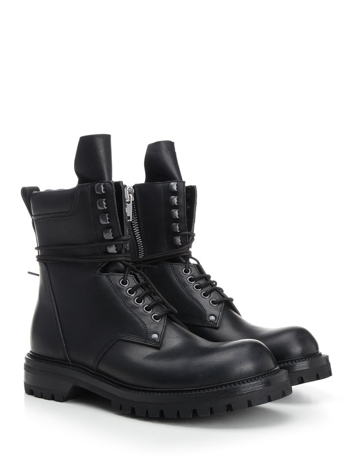 Rick Owens Black Leather Army Boots - Black | 724d375879480240417c112a1b7628eca8246bb6