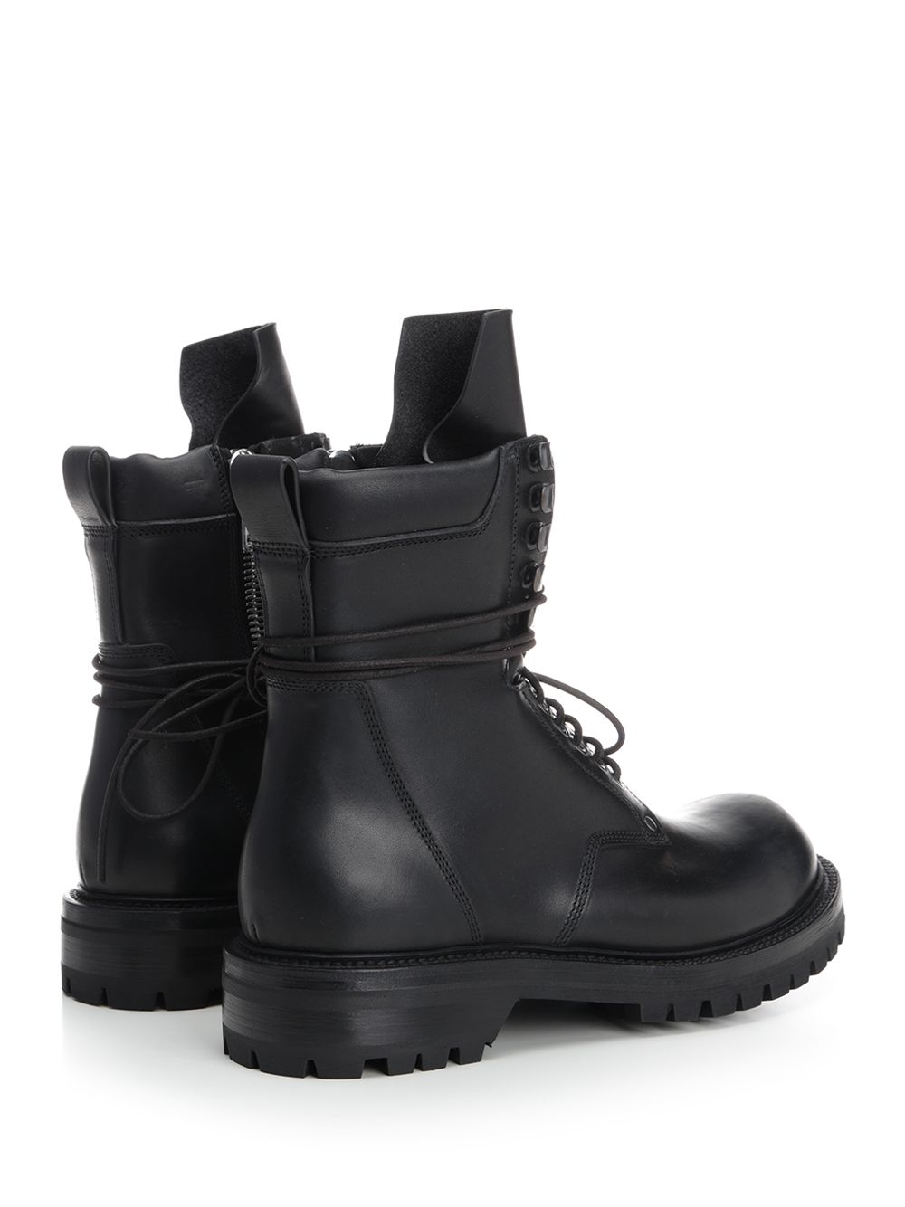 Rick Owens Black Leather Army Boots - Black | 8f9e362b6e781010f1524d463266d4e9f3d5d3cd