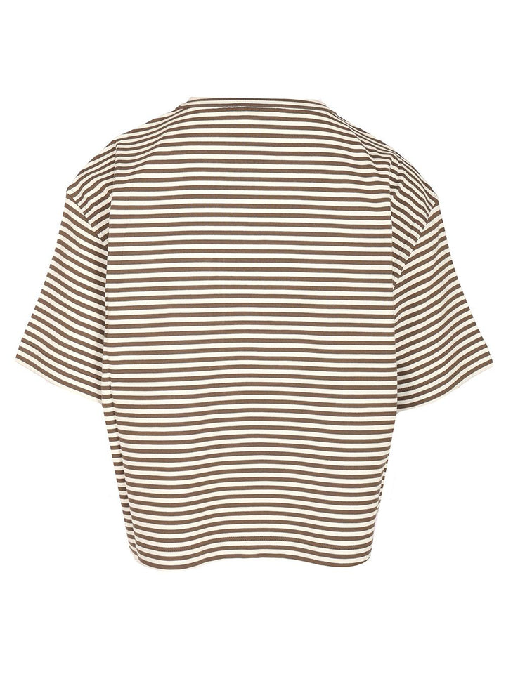 Brunello Cucinelli Striped Crop T-Shirt - Multicolor | 64032353d6aaedf995f478c54bbde11fd06f5dc4