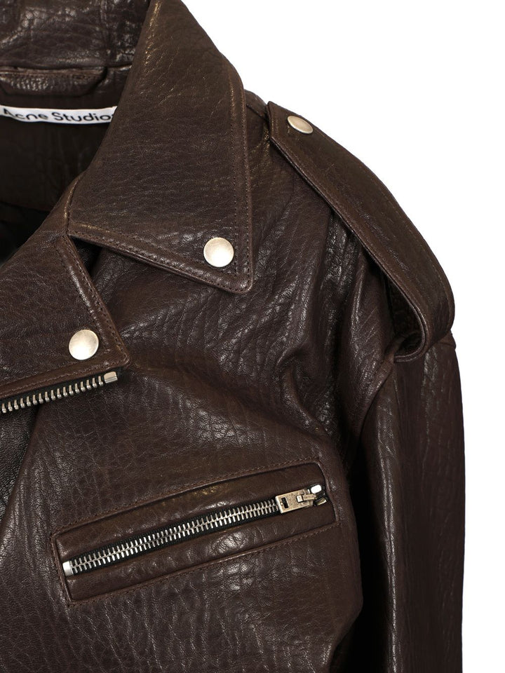 Acne Studios Leather Jacket Jackets - Brown | 28ef21aef279cf86b74dcdf8d511ee91eb747974