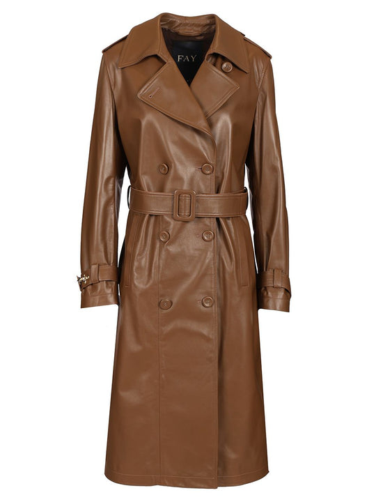 Double-Breasted Trench Coat Jackets Brown