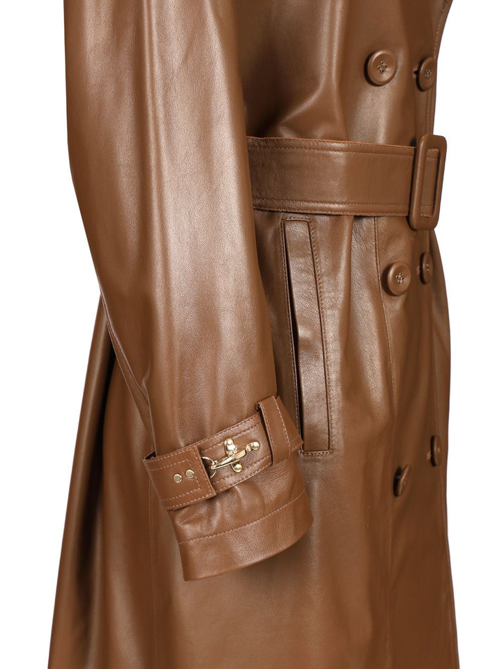 Fay Double-Breasted Trench Coat Jackets - Brown | 54667593cbebf90936d92f2bbc0245ccf1069cab
