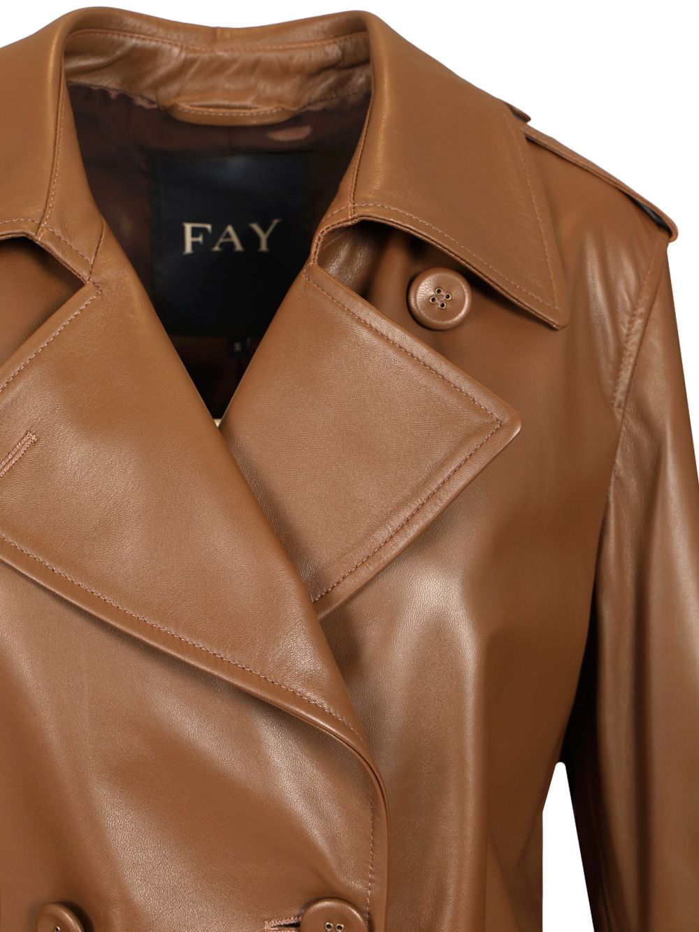 Fay Double-Breasted Trench Coat Jackets - Brown | 7af79e0618b98ef1e33b10d681034eab156afc96