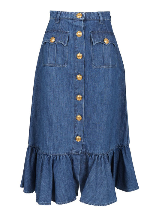Denim Midi Skirt Skirts Blue