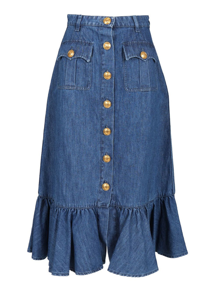 Valentino Garavani Denim Midi Skirt Skirts - Blue | 99967caf315d4a5723fcc7d519d99b1471cc74dc