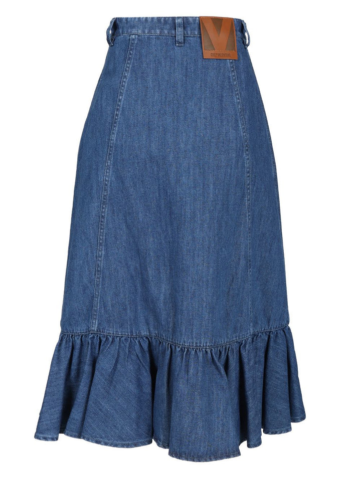 Valentino Garavani Denim Midi Skirt Skirts - Blue | 50cf82661d951506ff4b062c44c3dddb943d7854