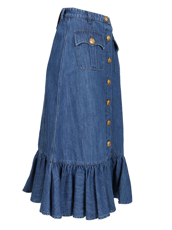 Valentino Garavani Denim Midi Skirt Skirts - Blue | b72a1d81008ade27dd74dd749dc9e7a354f78567