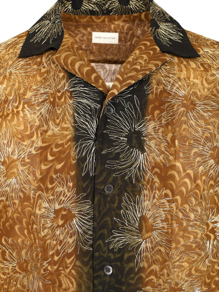Dries Van Noten Short Sleeve Cotton Shirt Shirts - Brown | cb8eb0dda4fc6d884d449e61697d090b5c06f193