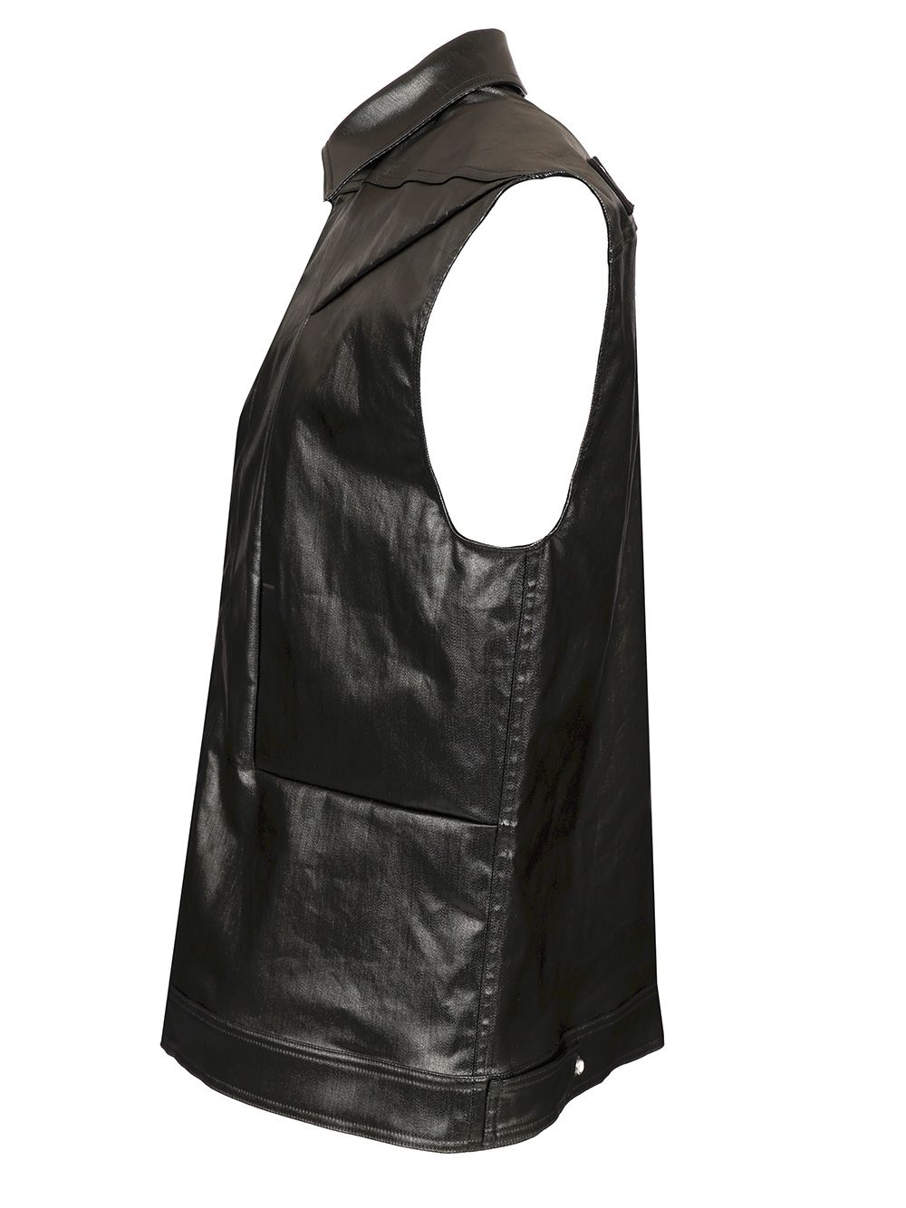 Rick Owens Sleeveless Coated Denim Shirt Jackets - Black | 2f484d4e9686e22bc09bebbf4598a29f3a927bd2