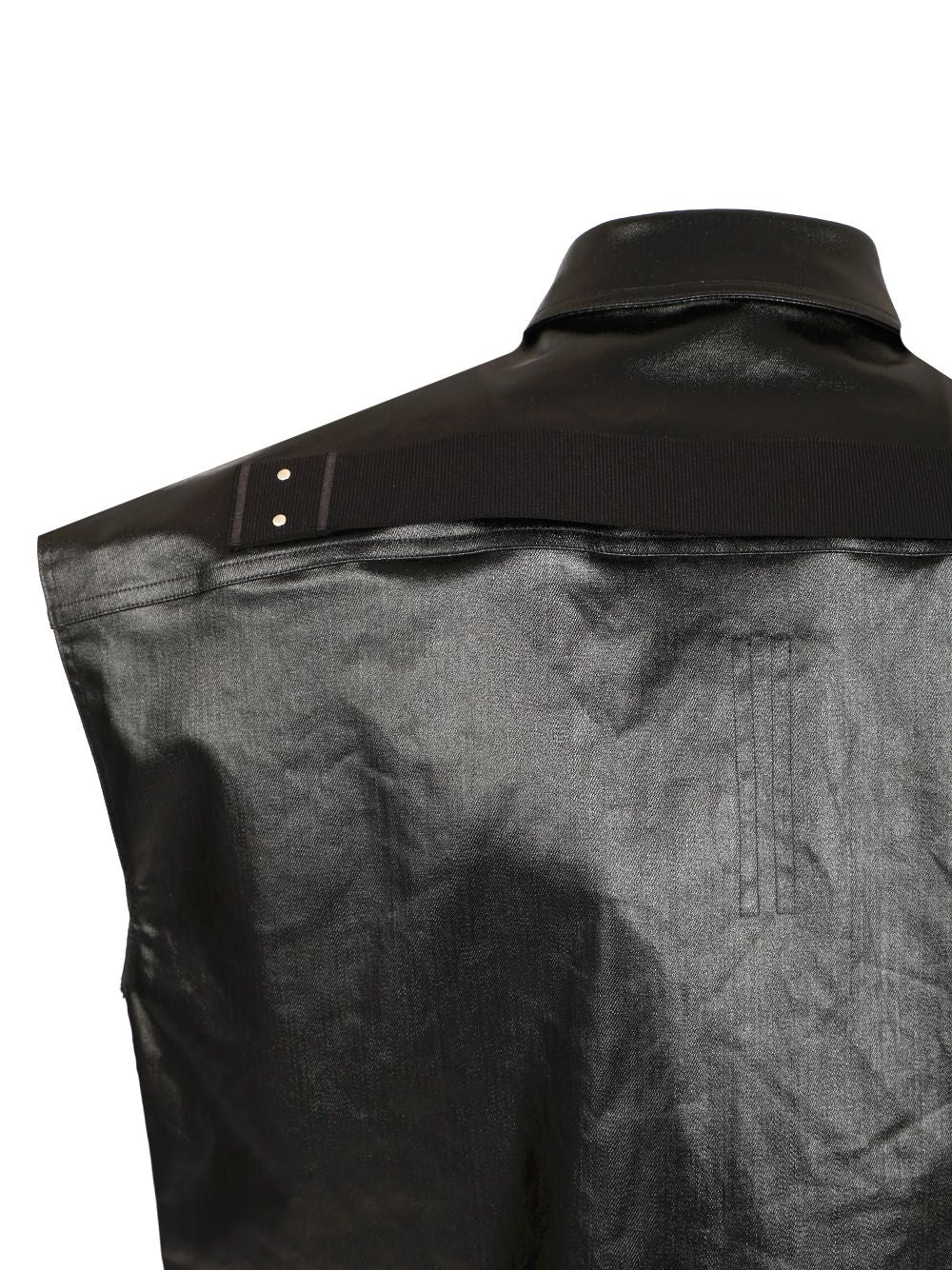 Rick Owens Sleeveless Coated Denim Shirt Jackets - Black | df96bc0859b627c8809782da530e568ef365feea