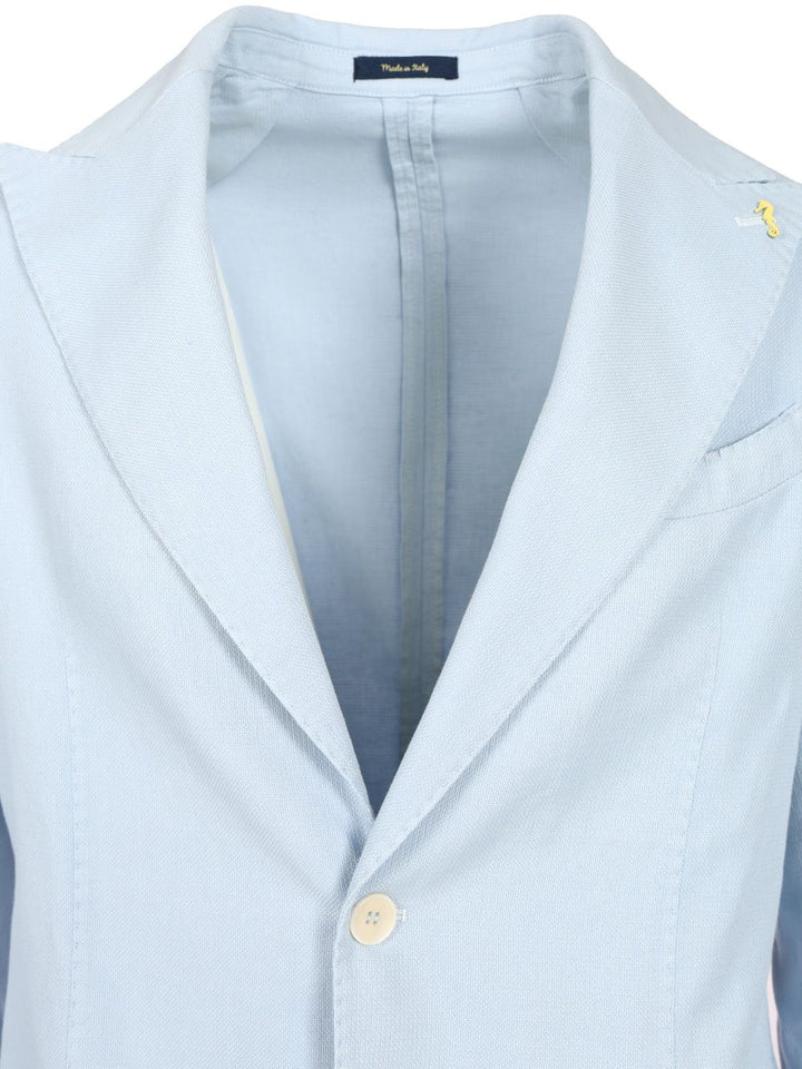 Guarinucci Cotton Linen Blazer Jackets - Light blue | 39db83d0c7b990846d5b63c1402c4f400111318f