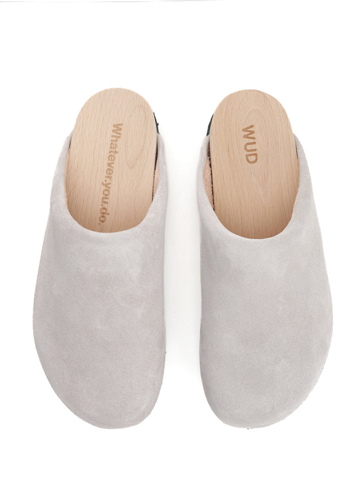 Wud Suede Clogs Sandals - Grey | 923a2bce3d4a55654aa50c797551f5bd060b9359