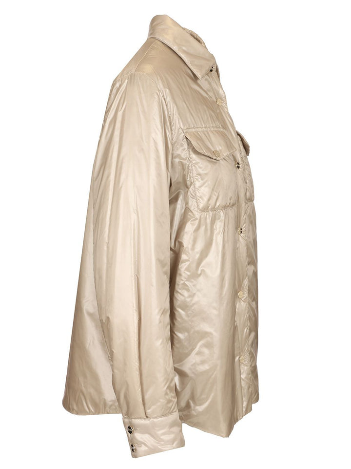 Herno Padded Nylon Overshirt Jackets - Beige | 23026e4c722f9deb2c1fb0925bb259e9424a45e1