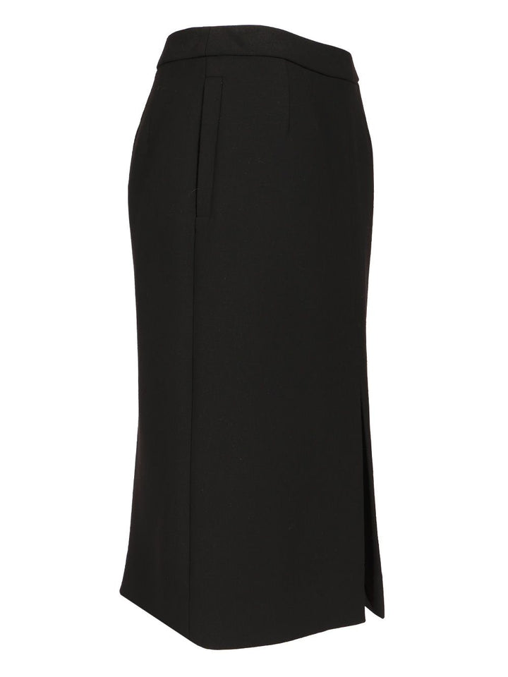 Dolce & Gabbana Wool Midi Skirt With Slit Skirts - Black | 5dd7dbfd74e9c8ee4c272459b6362b298a9a9cc4