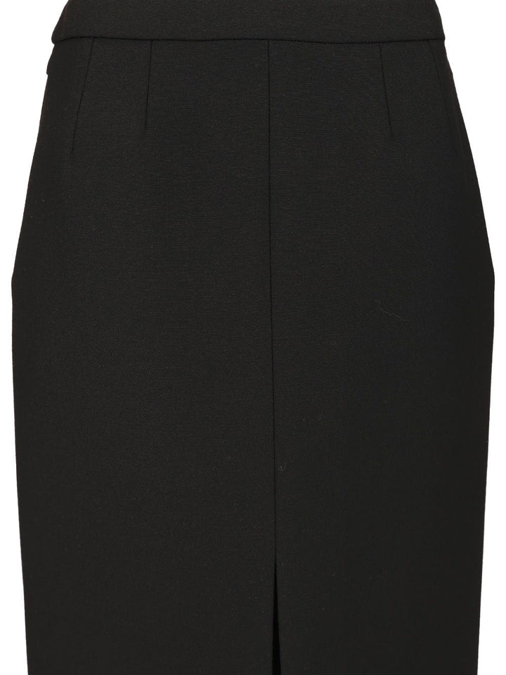 Dolce & Gabbana Wool Midi Skirt With Slit Skirts - Black | 56ec40ccfeadb783f62dad3806cc05db8f216688