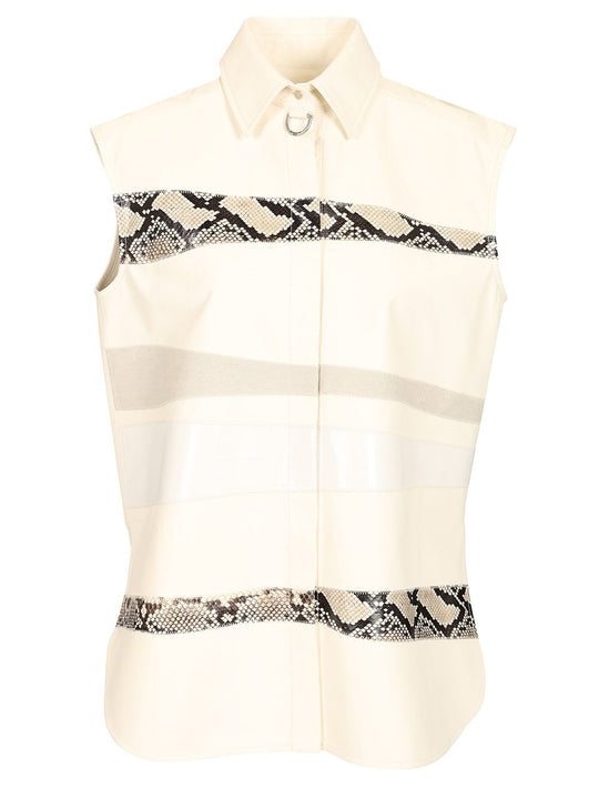 Sleeveless Leather Shirt Shirts White
