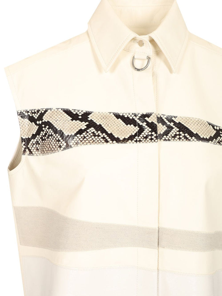Durazzi Milano Sleeveless Leather Shirt Shirts - White | 03b2ab2bc192588437b08cec80fe54bc9bbf7587