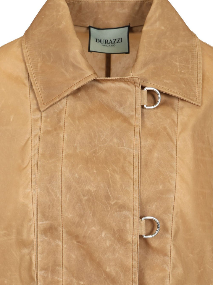Durazzi Milano Leather Effect Raincoat Coats - Beige | b12f239ba58decec6d2719c3a92f915447e3fb81
