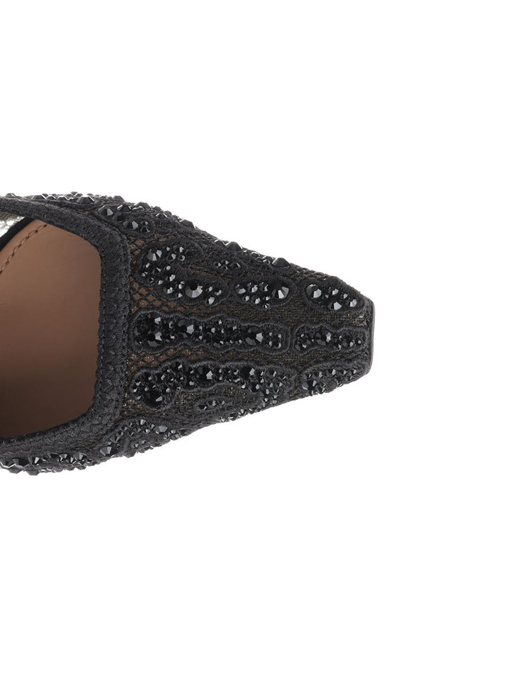 Dolce & Gabbana Lace And Rhinestones Sling Back Pumps - Black | 2efd3242e62e6f3ed186f1ab5e85b729bc1a0d15