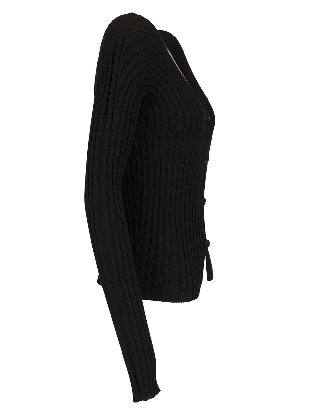 Acne Studios Ribbed Cotton Cardigan Knitwear - Black | f3666def26241910fe1e5150c9da03ec60ba847e