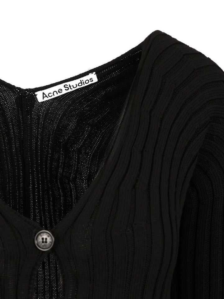 Acne Studios Ribbed Cotton Cardigan Knitwear - Black | be09ecfe10daa888a297a1b171cea4b826c96ac0