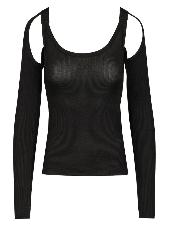 Off-White Black Ribbed Top Tops - Black | af0b9d471fba580b48a42517c53042f6f795bb59