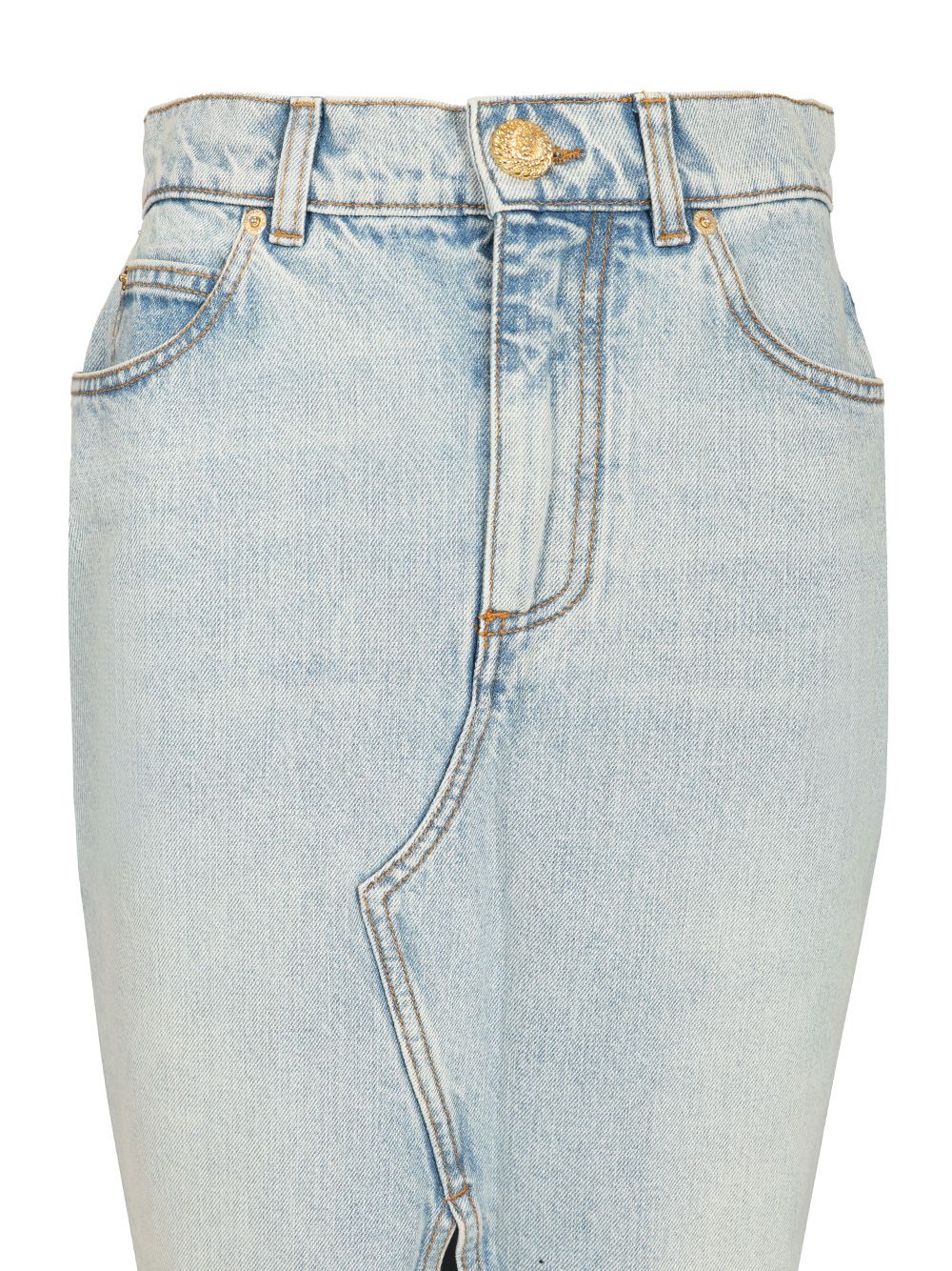 Balmain Washed Denim Midi Skirt Skirts - Light blue | 834c8440dd05fb0fa1d420cf109f19920812fdf7