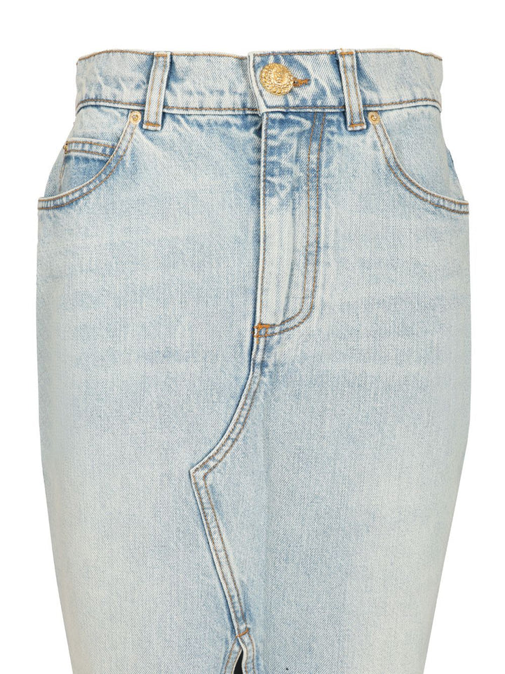 Balmain Washed Denim Midi Skirt Skirts - Light blue | 834c8440dd05fb0fa1d420cf109f19920812fdf7