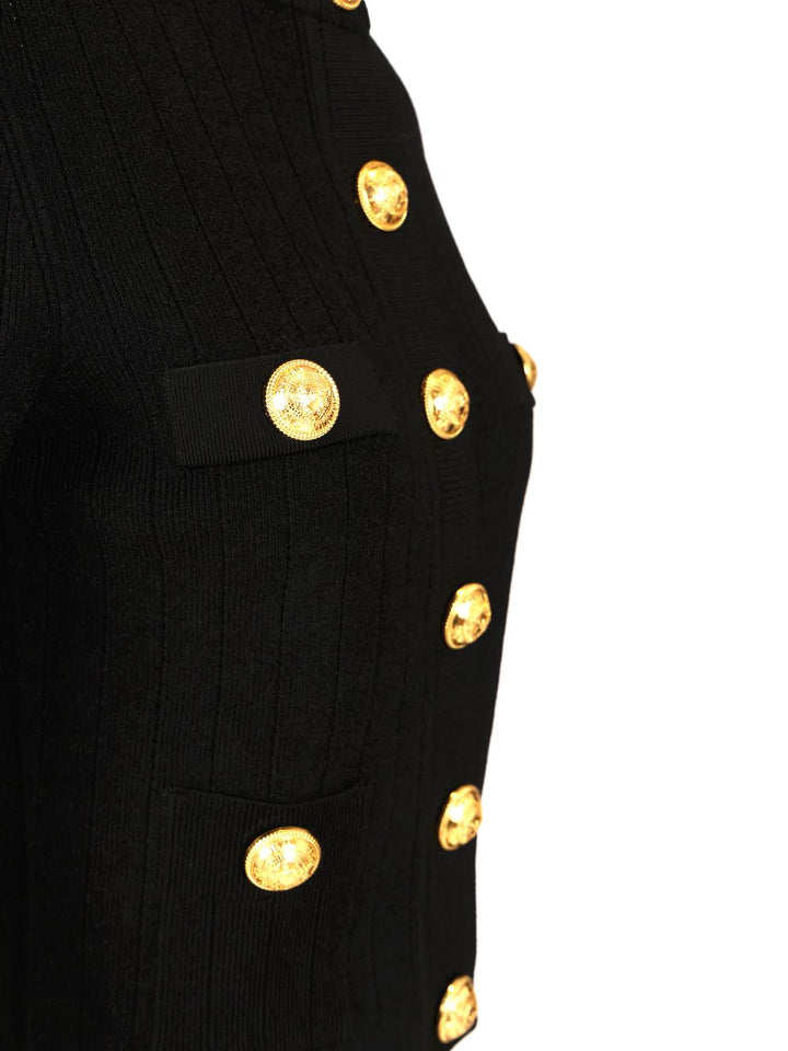 Balmain Fine Ribbed Knit Cardigan Knitwear - Black | b2784f32935a9c2cabba85cc44cb99cd29138ab9
