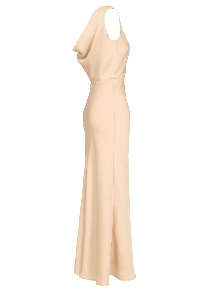 Al Duca D'Aosta Long Dress In Enver Satin Dresses - Beige | 08ec3ff19b62a04c32a92a62234c1df636ab5868