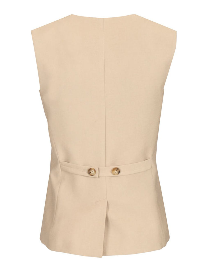Al Duca D'Aosta 3-Button Twill Vest Jackets - Beige | 017465afb8178cf610278f2f5fc35fa2affef0c6
