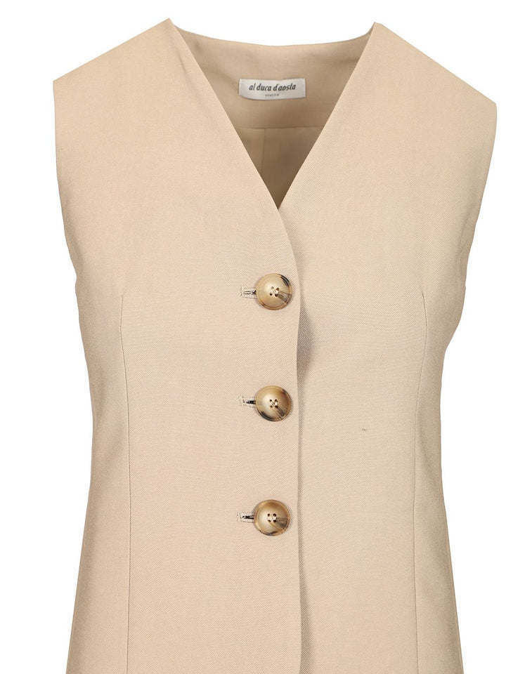 Al Duca D'Aosta 3-Button Twill Vest Jackets - Beige | e63b285f2d36d80ed47b7ef7eb6422d3d51179ad