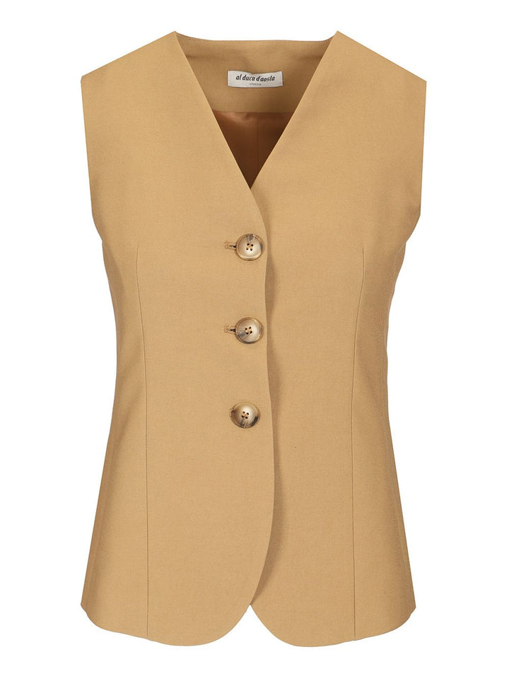 Al Duca D'Aosta 3-Button Twill Vest Jackets - Brown | 1fdd0630c161896e10d5f00f8f77a29d02cedf7e