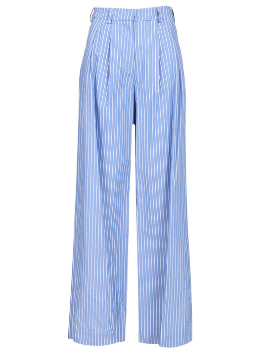 Pantalone Pence Popeline Riga Azzurro-Bianco Trousers Multicolor