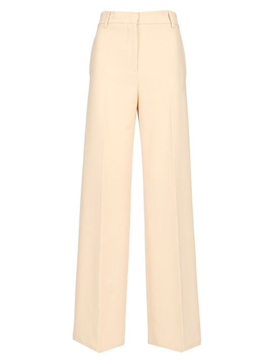 Stretch Cady Palazzo Trousers Beige