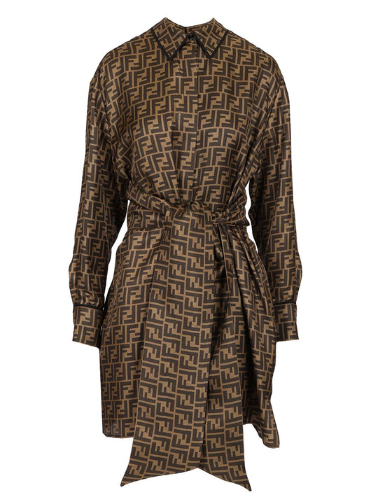Silk Twill Dress Dresses Brown