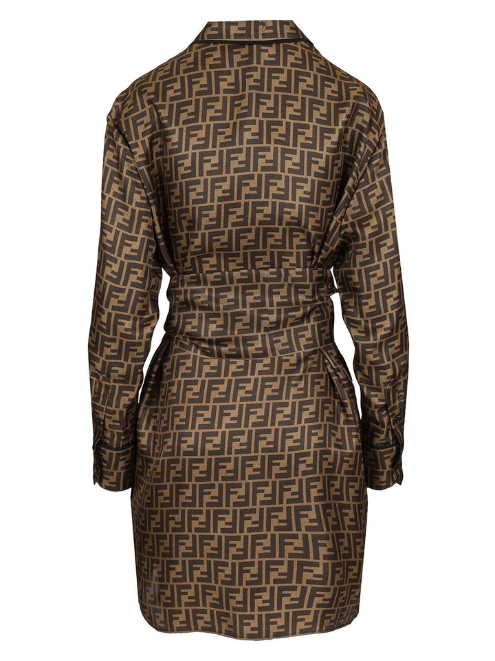 Fendi Silk Twill Dress Dresses - Brown | 60785c5152e05e6f6b6614a3e0a8d6502c7b0c13