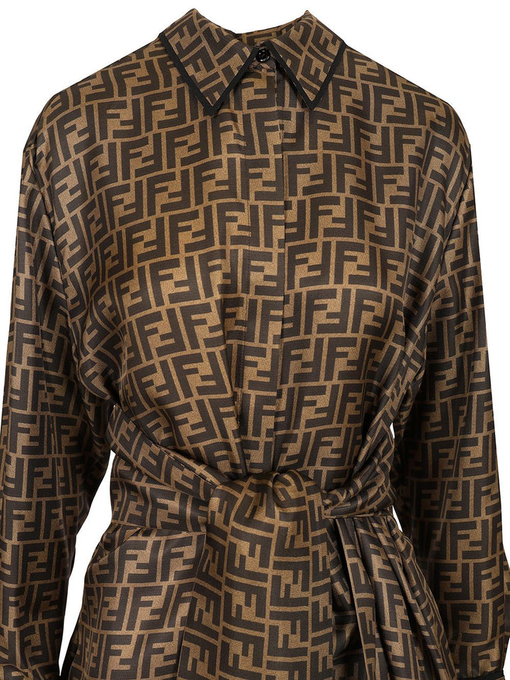Fendi Silk Twill Dress Dresses - Brown | afddafbd83a26d19e9f8bd9e7a351091d599fedb