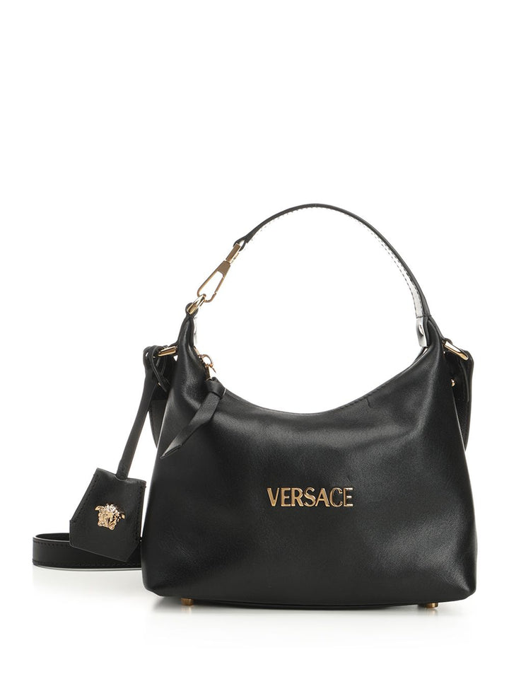 Versace Versace Tag Hobo Bag Handbags - Black | 9de59c6056ea23d64b196e835d103784174d7c5d