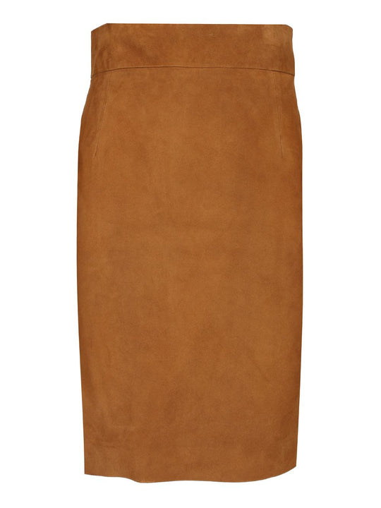 Suede Midi Skirt Skirts Brown