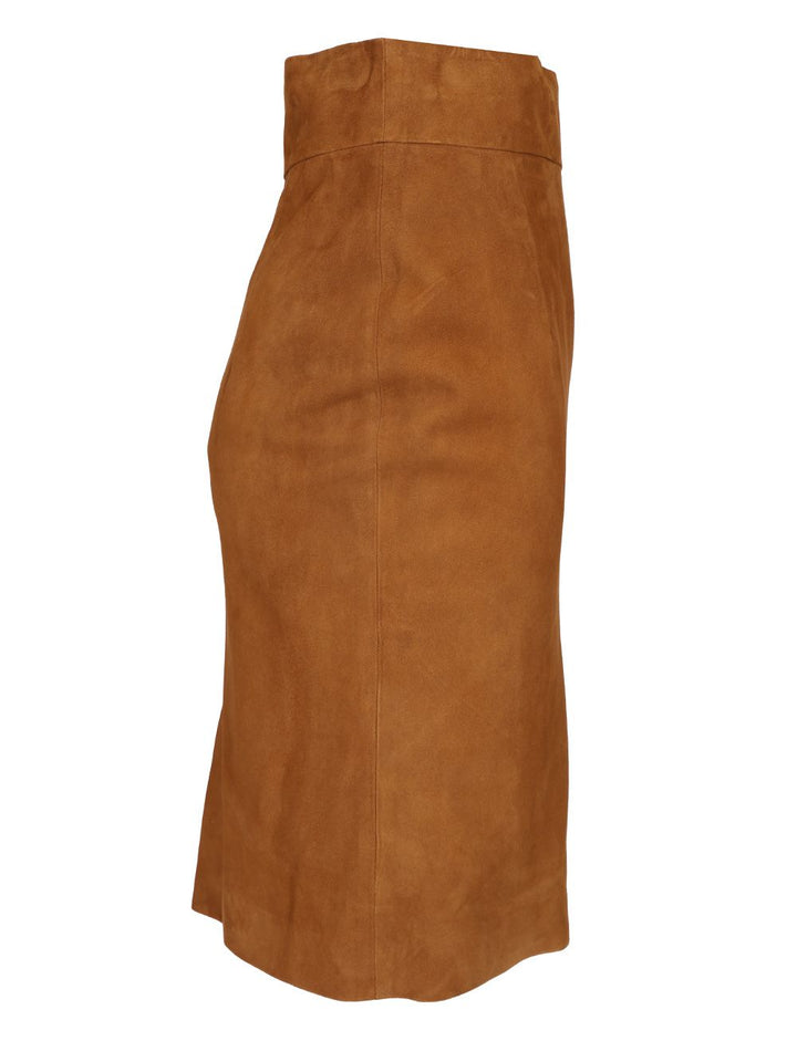 Tagliatore Suede Midi Skirt Skirts - Brown | d9a2e4ee49b4ede8c16ac43e53a372420eaa293e