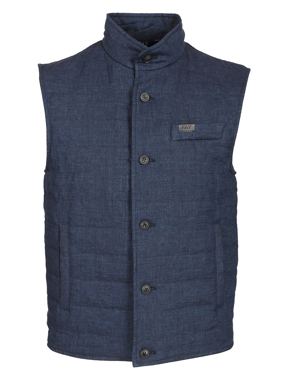 Fay Linen Vest Jackets - Blue | 24a4c32661dc1e4ede486d57b74e2e1ca2313eec
