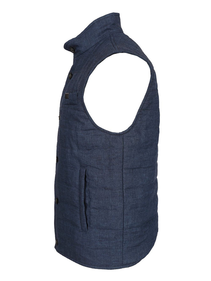 Fay Linen Vest Jackets - Blue | f8ae526d33181b20fd68655f95de547daee3b3e6