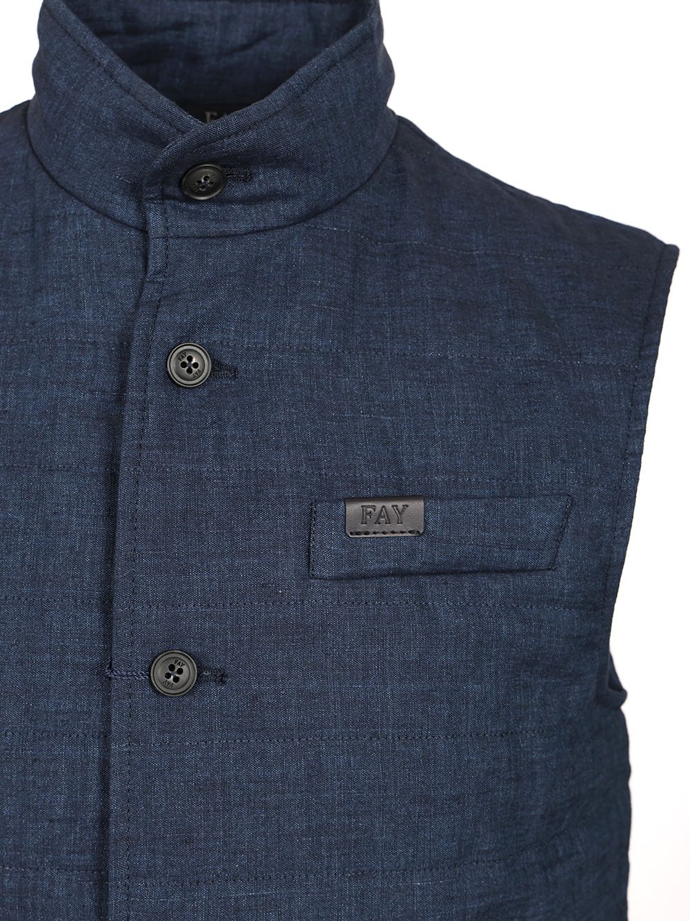 Fay Linen Vest Jackets - Blue | 9ed2afa5ceddf69eb6e3dae65baea4cc67284d83